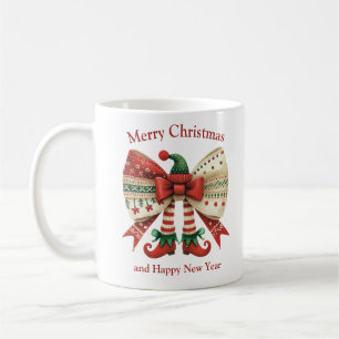 Caneca De Café Arco giro de Natal engraçado com chapéu de elfos