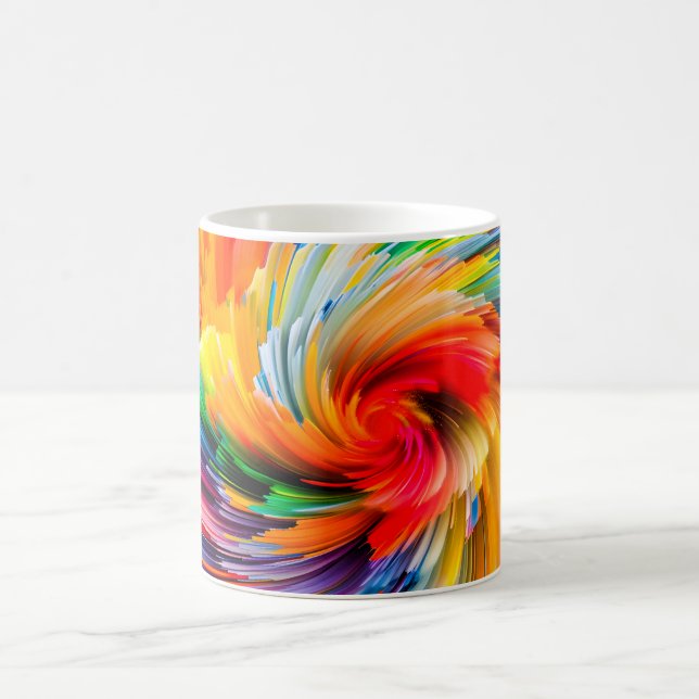 Caneca De Café Arco-íris Abstrato Vibrante Redemoinho Moderno (Centro)