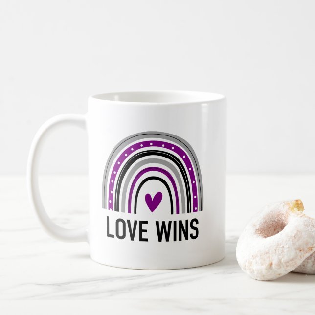 Caneca De Café Arco-íris Assexual Amor Vence (Com Donut)