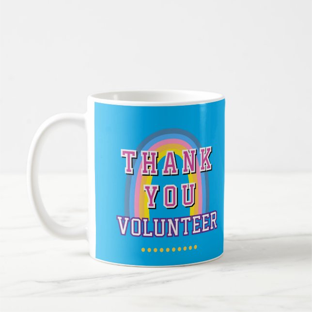 Caneca De Café Arco-Íris Azul de Agradecimento ao Voluntário Empr (Esquerda)