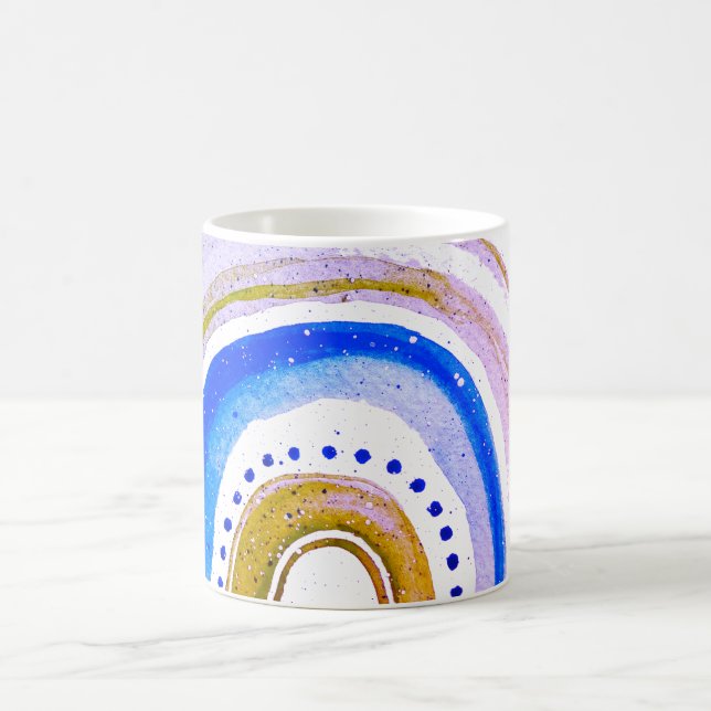 Caneca De Café Arco-Íris bonito com Cores Azuis (Centro)