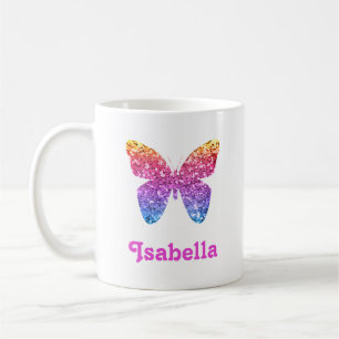 Caneca De Café Arco-Íris Brilhante Borboleta Cute Girly Personal