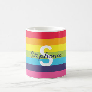 Caneca De Café Arco-Íris Brilhante Nome inicial Mug