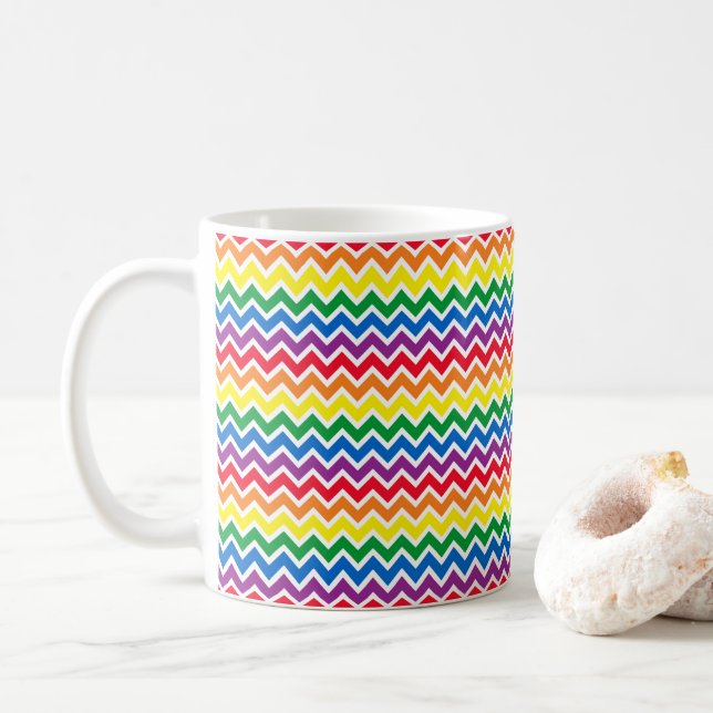 Caneca De Café Arco-íris Chevron Orgulho Gay (Com Donut)