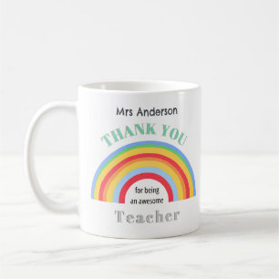 Caneca De Café Arco-íris Colorido Obrigado Agradecimento ao Profe