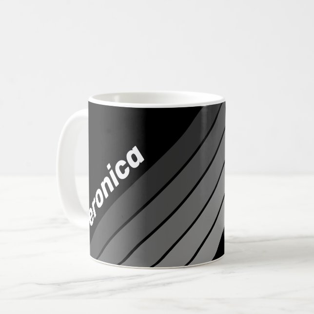 Caneca De Café Arco-íris com Gradiente Escuro e Nome (Frente Esquerda)