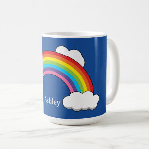 Caneca De Café Arco-íris com Nuvens Brancas   Personalizar