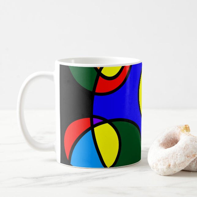 Caneca De Café Arco-íris cores círculos (Com Donut)