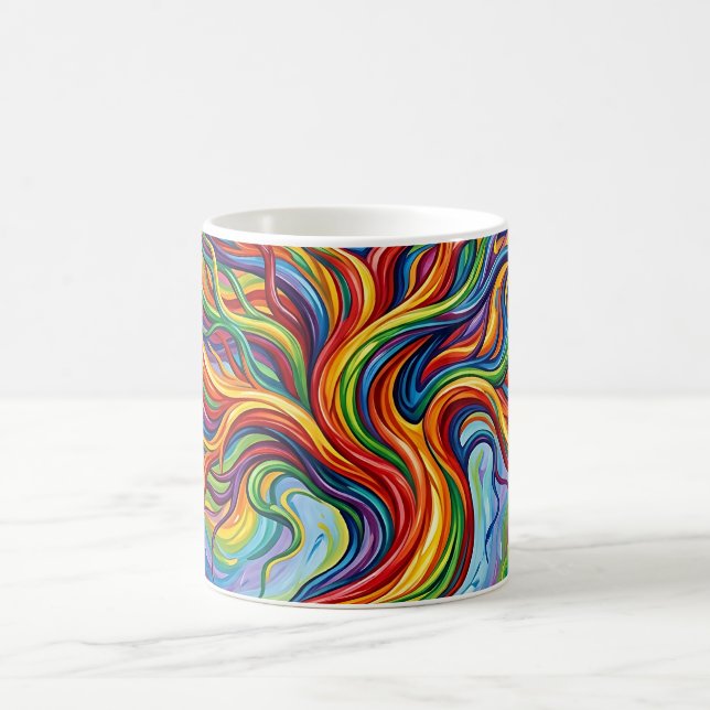 Caneca de Café Arco-Íris da Árvore da Vida Abstrat (Centro)