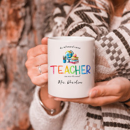Caneca De Café Arco-íris de Aquarela Moderna Obrigada Professora 