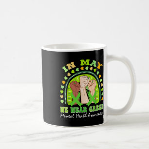 Caneca De Café Arco-Íris De Mão Em Maio Eu Visto Verde Para Saúde