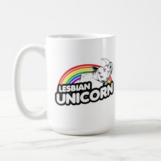 Caneca De Café Arco-íris de unicórnio lésbico (Esquerda)