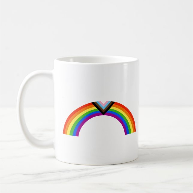 Caneca De Café Arco-íris do Orgulho Progresso (Esquerda)