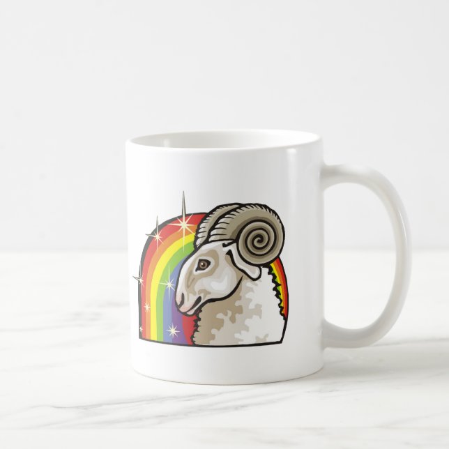 Caneca De Café Arco-íris dos anos 80 com Aries Ram (Direita)