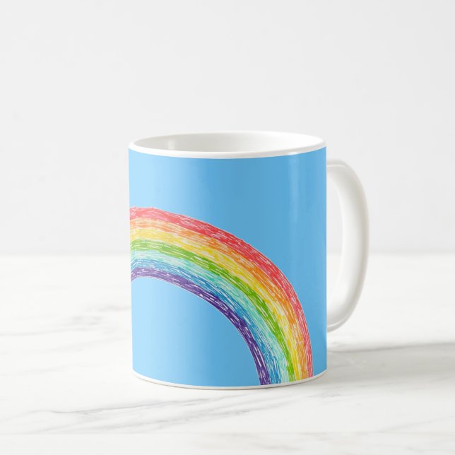 Caneca De Café Arco-íris e céu azul (Frente Esquerda)