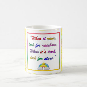 Caneca De Café Arco-Íris e Estrelas - Mug Amarelo Motivacional