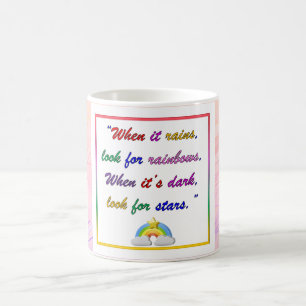 Caneca De Café Arco-Íris e Estrelas - Mug Rosa Motivacional
