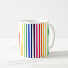 Caneca De Café Arco-íris e listras brancas