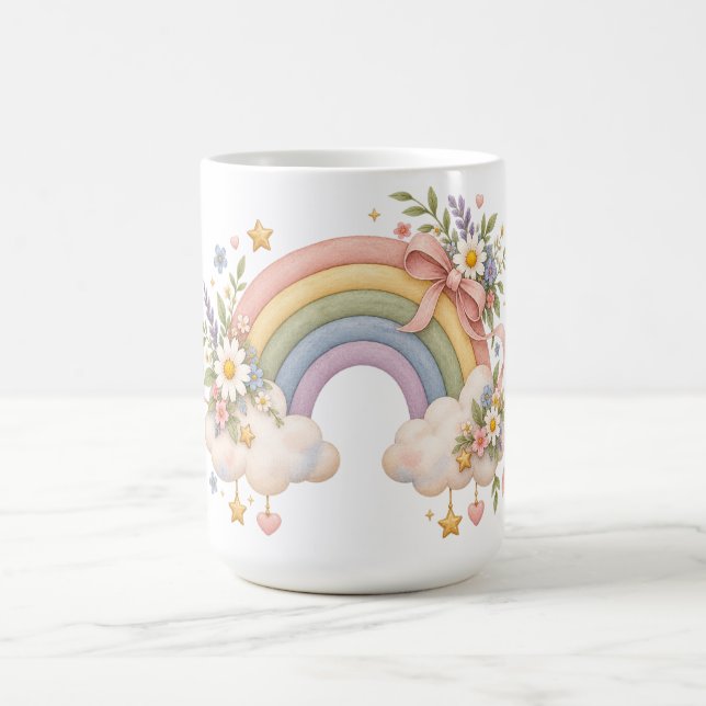Caneca De Café Arco-íris em Aquarela Presente – Nuvem Encantadora (Centro)