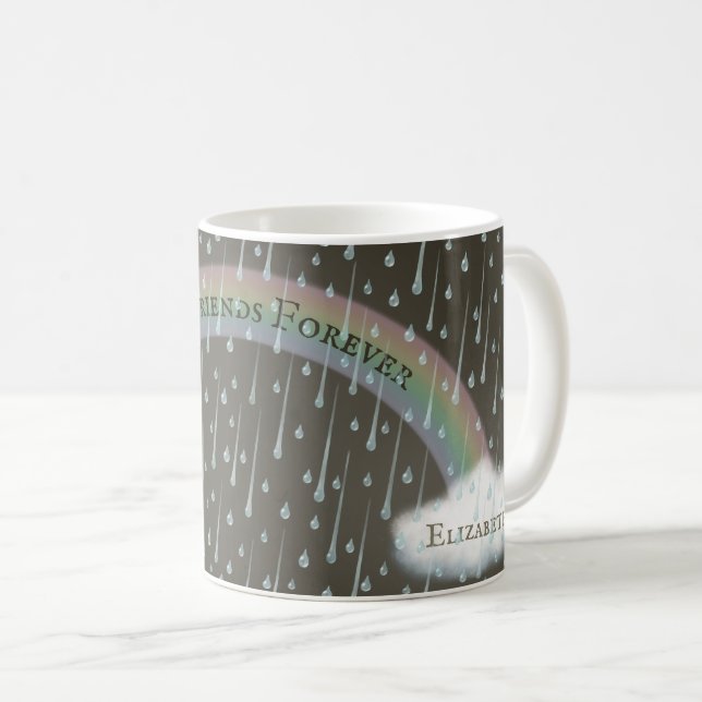 Caneca De Café Arco-Íris em uma mensagem personalizada inspiracio (Frente Esquerda)