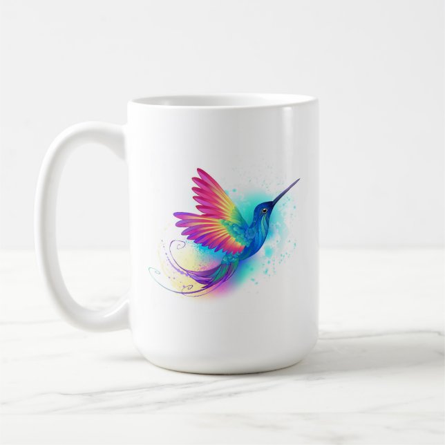 Caneca De Café Arco-Íris Exótico Hummingbird (Esquerda)