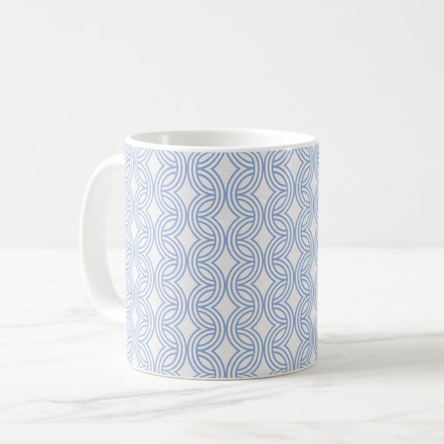Caneca De Café Arco-íris Geométrico Azul Neutro - fundo branco (Frente Esquerda)