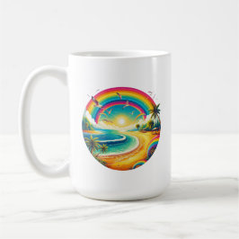 Caneca De Café Arco-Íris Grande Clássico Cerâmico