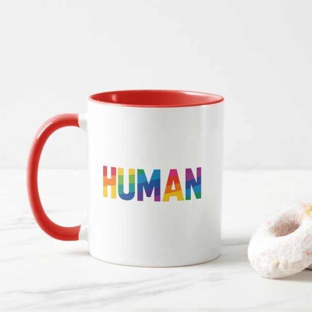 Caneca de café Arco-íris Humano Orgulho Gay LGBT (Com Donut)