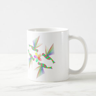 Caneca De Café Arco-Íris Hummingbird Beijando Flor