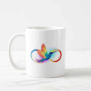 Caneca De Café Arco-íris Hummingbird com símbolo Infinito