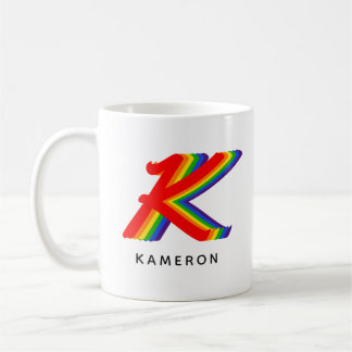 Caneca De Café Arco-Íris Inicial & Nome Legal Na moda Moderno Úni