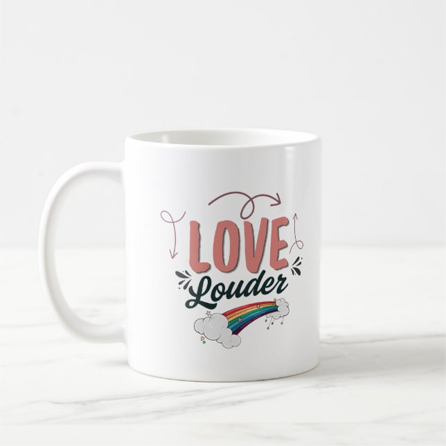 Caneca de Café Arco-Íris LGBTQ Orgulhosa e Alta Pr (Esquerda)
