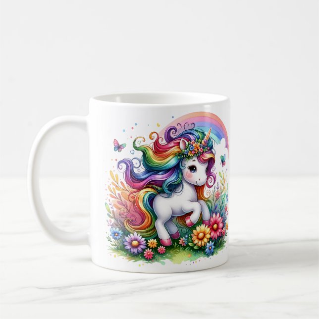 Caneca De Café Arco-Íris Mágico Unicórnio - Encantando Mug 3D (Esquerda)