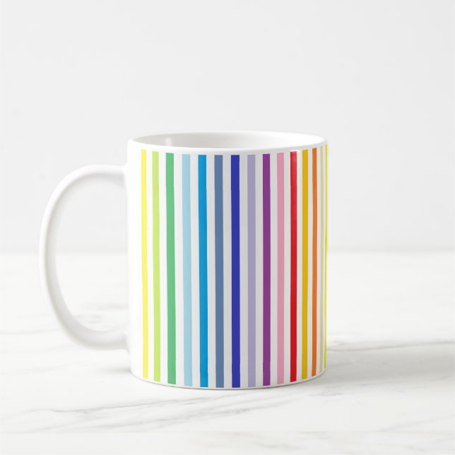 Caneca De Café Arco-íris mais largo vertical do espectro e listra (Esquerda)