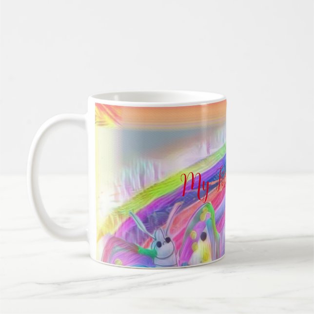 Caneca De Café Arco-Íris Minha Primeira Festa de aniversário (Esquerda)