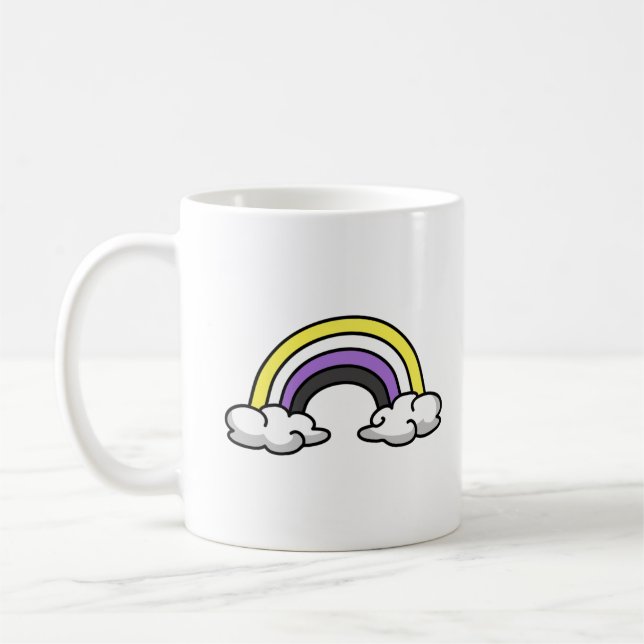 Caneca De Café Arco-íris Não Binário Fofo (Esquerda)