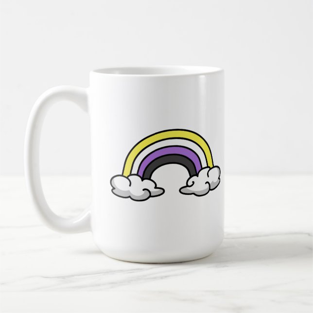 Caneca De Café Arco-íris Não Binário Fofo (Esquerda)