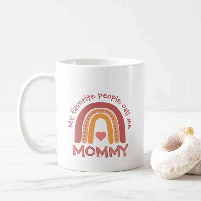 Caneca De Café Arco-Íris Para Mamães De Crianças (Com Donut)