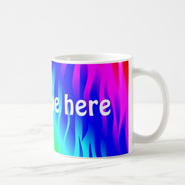 Caneca De Café Arco-íris psicodélico seu nome em letras grandes (Direita)