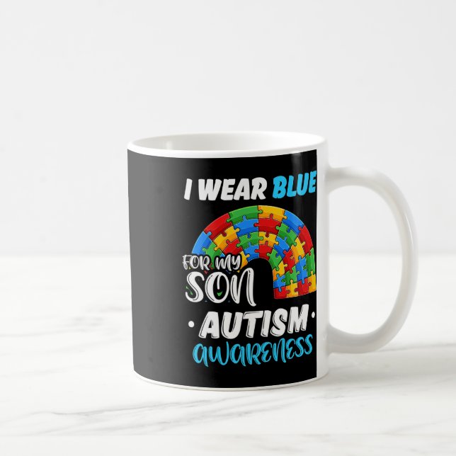 Caneca De Café Arco-Íris Quebra-cabeça Autismo Eu Visto Azul Para (Direita)