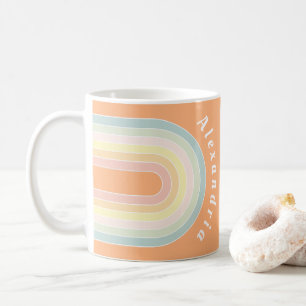 Caneca De Café Arco-Íris Retroativo Personalizado