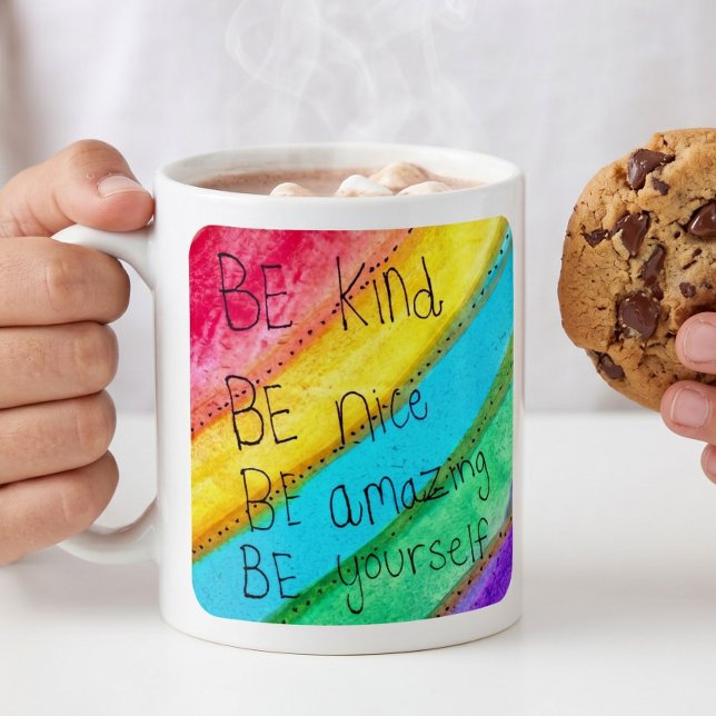 Caneca De Café Arco-íris SEJA Amável SEJA Você Mesmo Dito Inspira (Criador carregado)