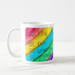Caneca De Café Arco-íris SEJA Amável SEJA Você Mesmo Frase Inspir
