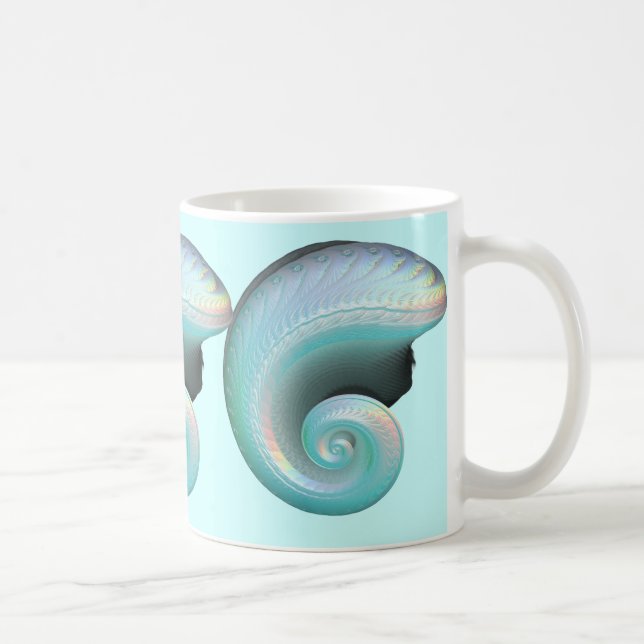 Caneca De Café Arco-íris surreal Shell do jade (Direita)