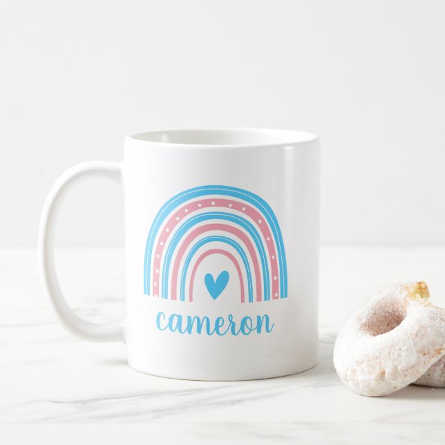 Caneca De Café Arco-íris Transgênero Personalizado (Com Donut)