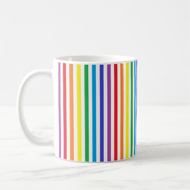 Caneca De Café Arco-íris vertical e listras brancas (Esquerda)