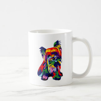 Caneca De Café Arco-íris Yorkie do divertimento