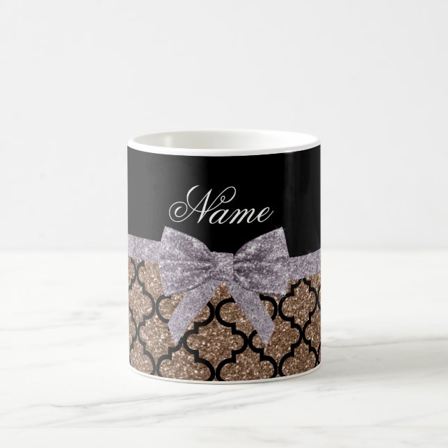 Caneca De Café arco prateado marrom do moroccan com nome personal (Centro)