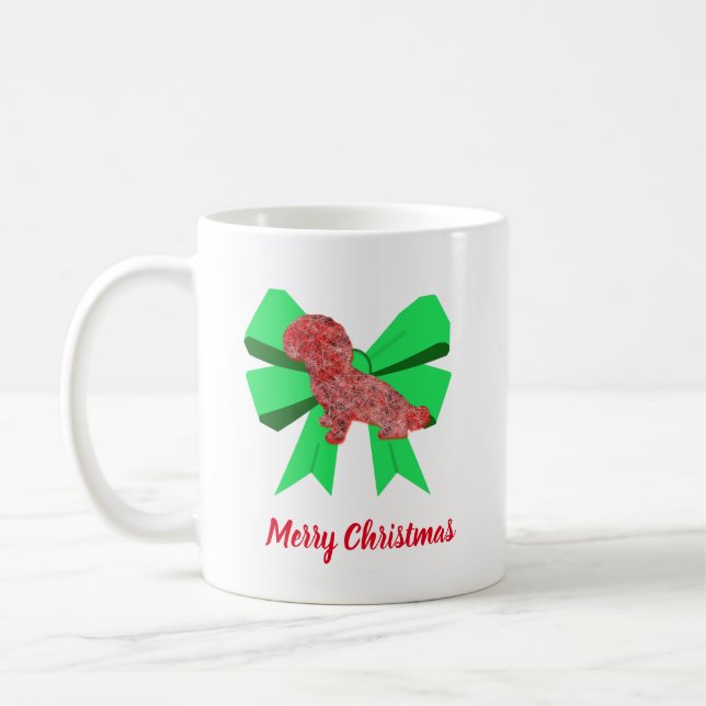 Caneca De Café Arco Verde de Cachorro Silhueta de Shihpoo Natal (Esquerda)
