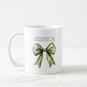 Caneca De Café Arco Verde Oliva Nome Moderno Rústico Minimalista